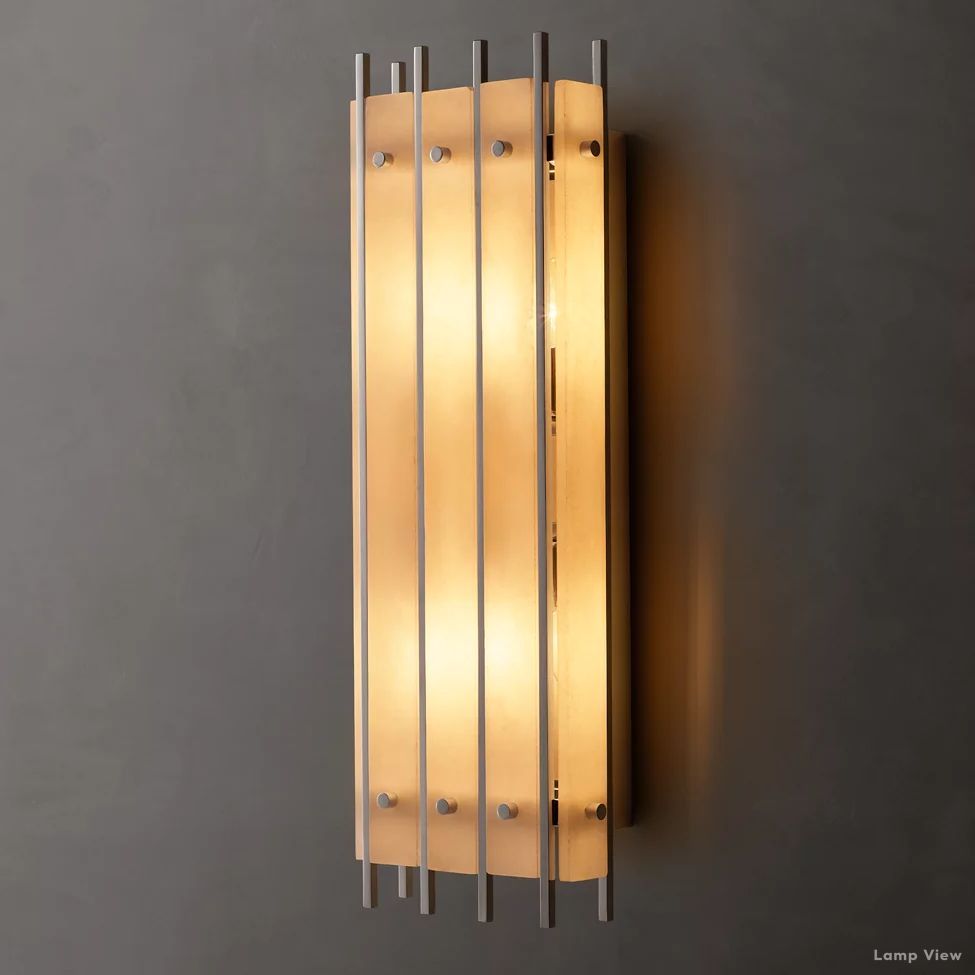 San Marco Ribbed Alabaster Rectangular Wall Sconce