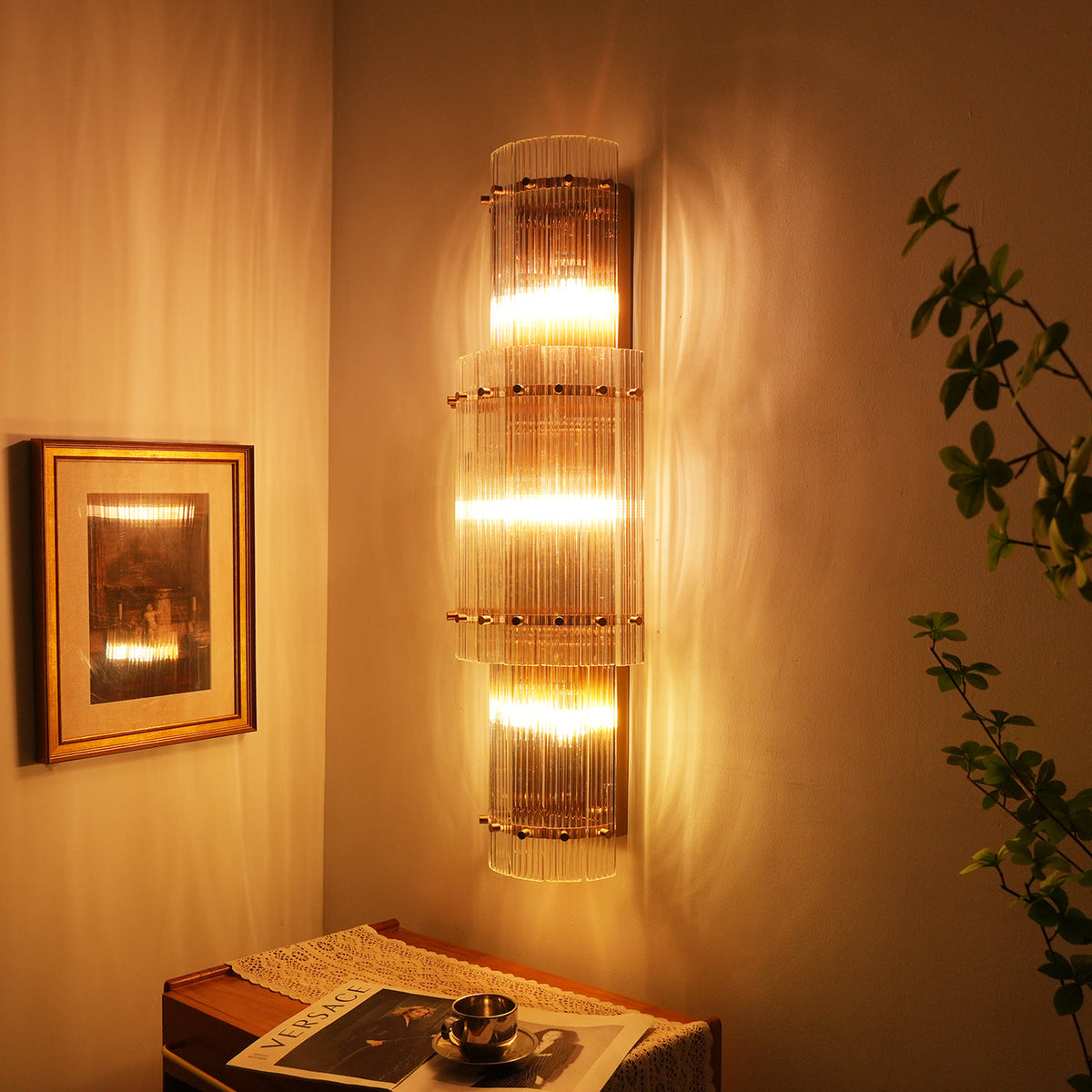 San Marco Ribbed Glass Round Wall Sconce