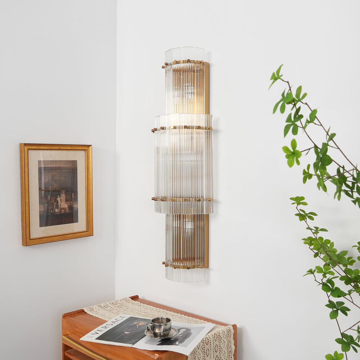 San Marco Ribbed Glass Round Wall Sconce