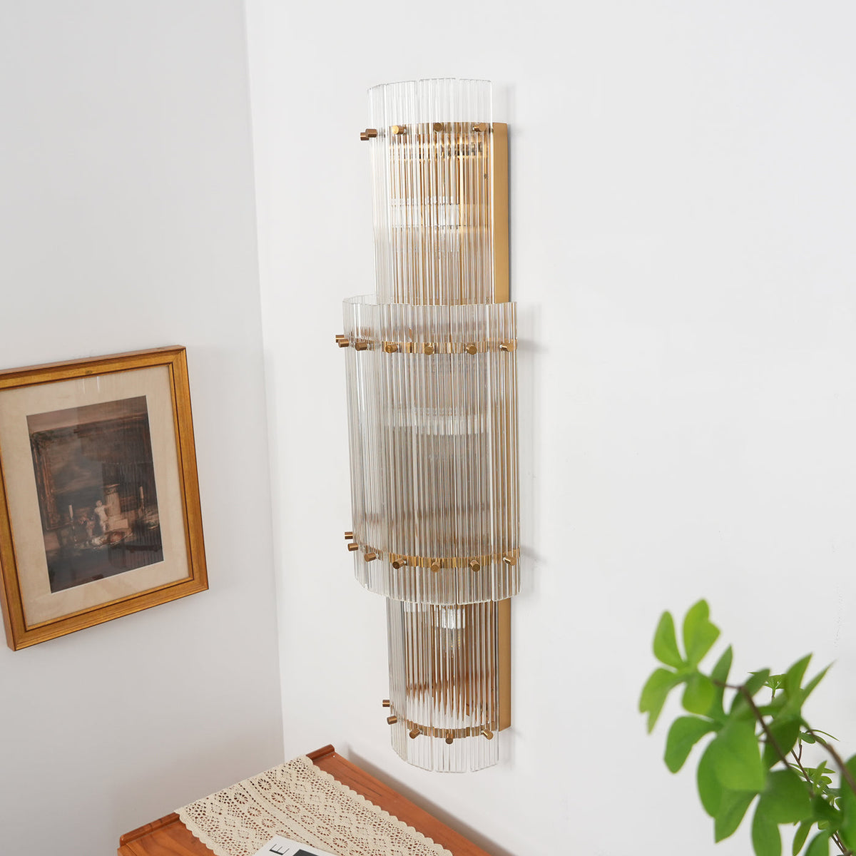 San Marco Ribbed Glass Round Wall Sconce