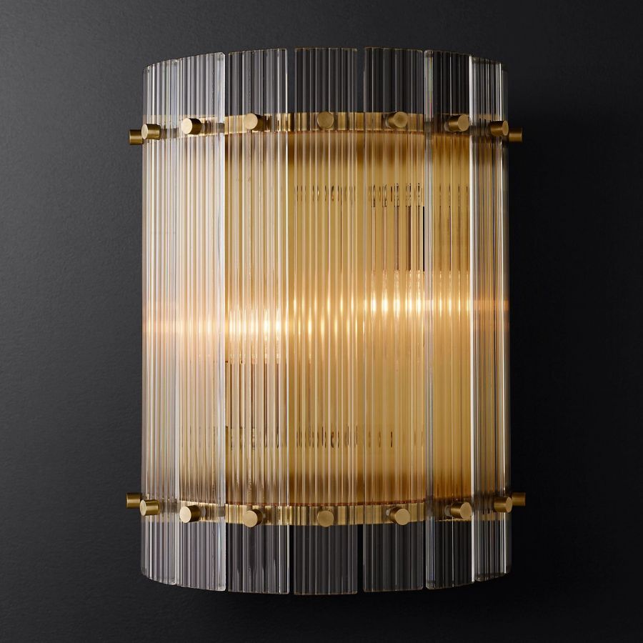San Marco Ribbed Glass Round Wall Sconce