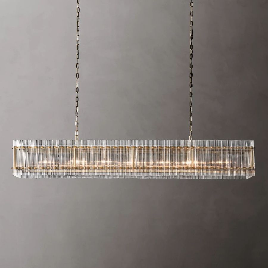 San Marco Ribbed Glass Rectangle Chandelier 72"