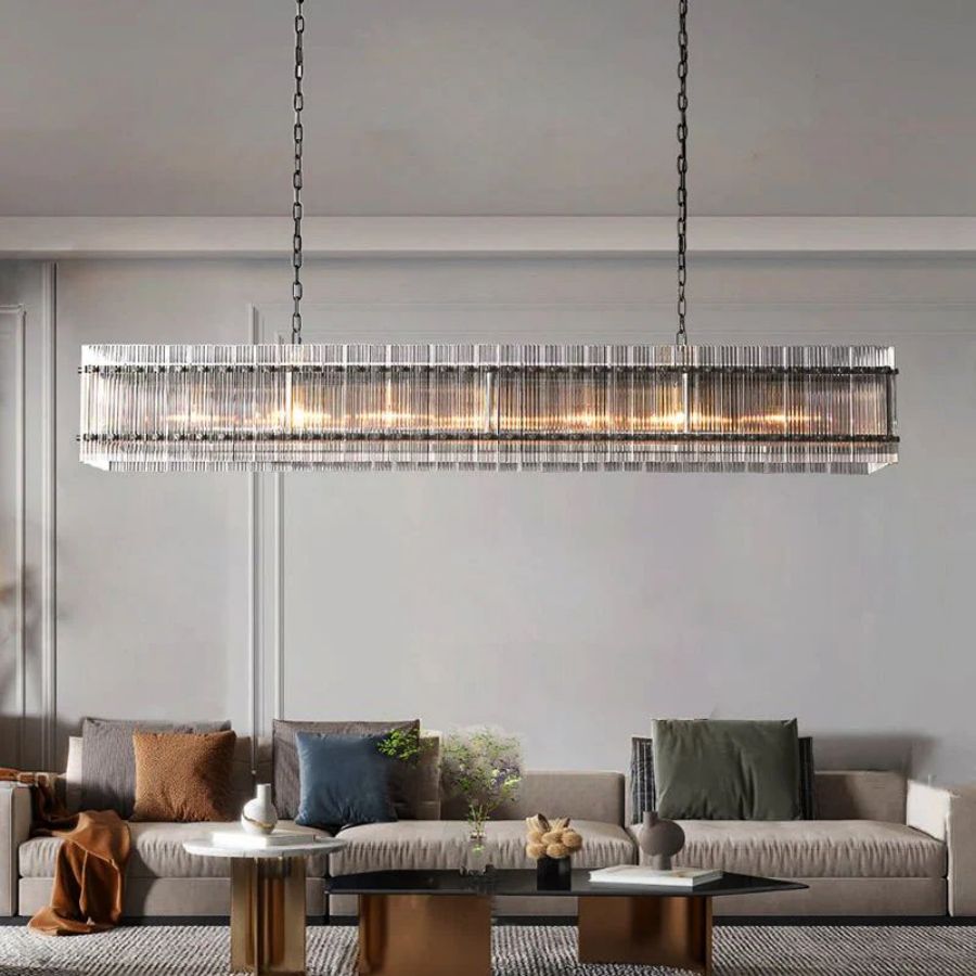 San Marco Ribbed Glass Rectangle Chandelier 72"