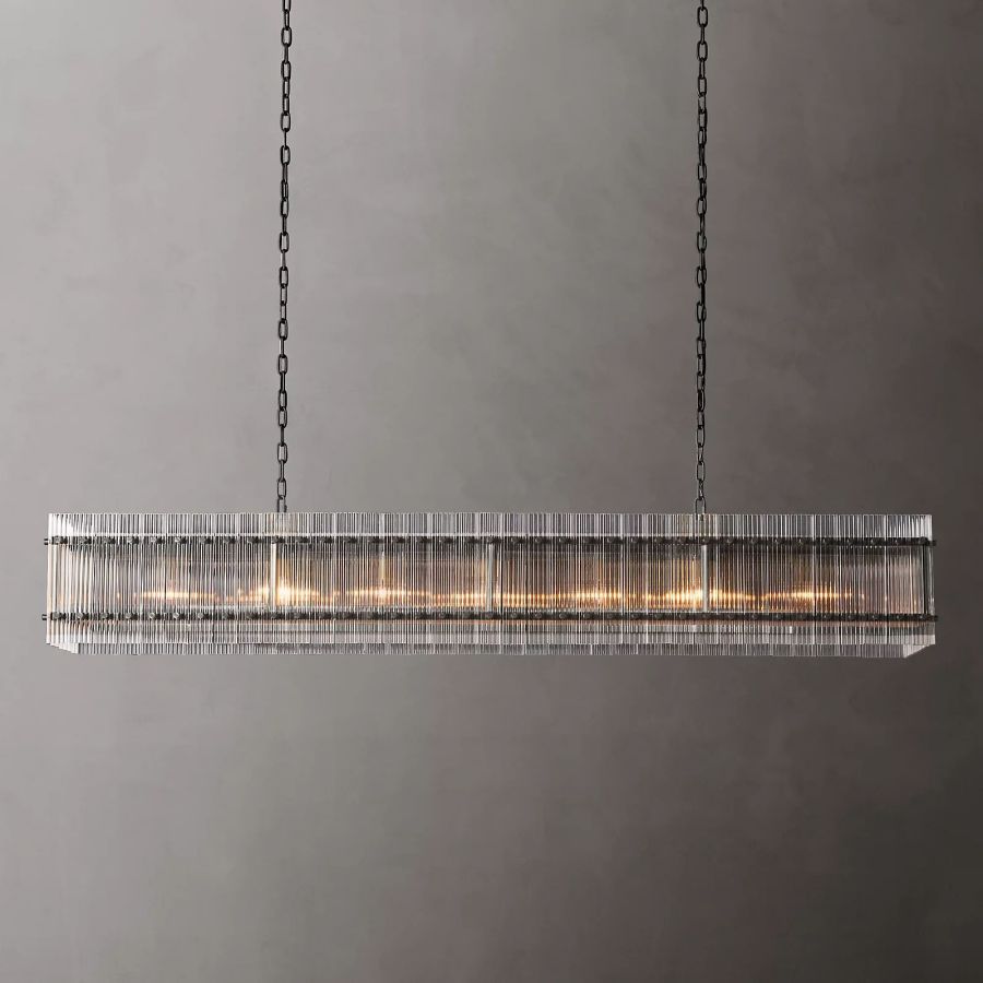 San Marco Ribbed Glass Rectangle Chandelier 72"