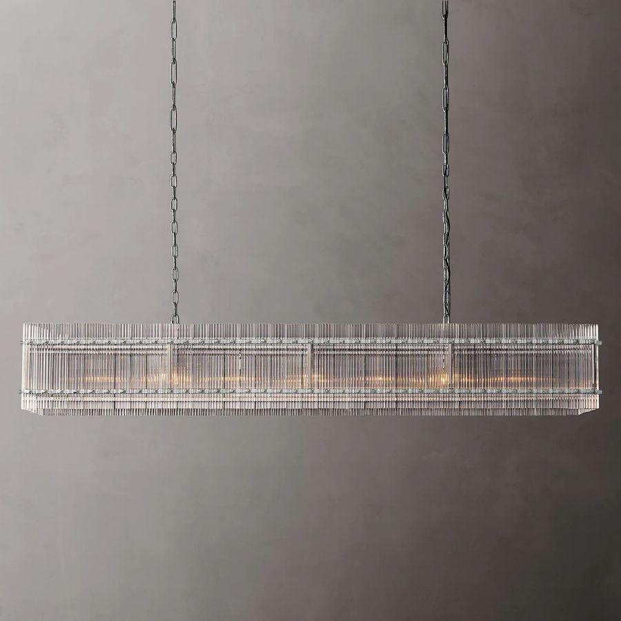 San Marco Ribbed Glass Rectangle Chandelier 72"