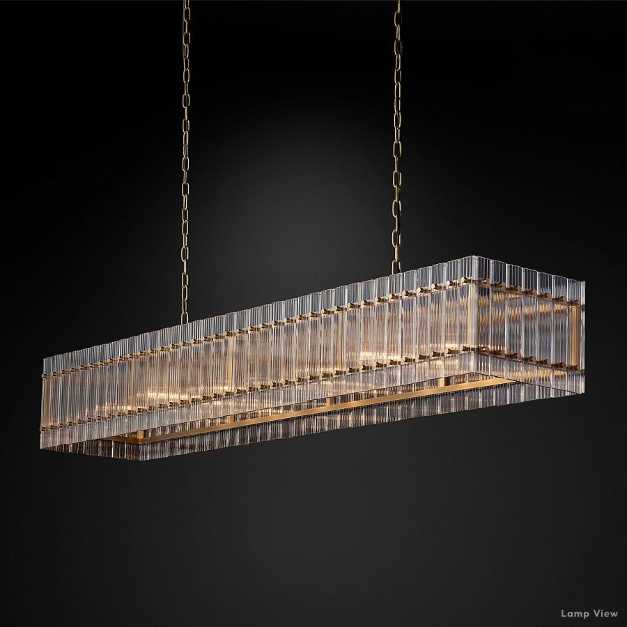 San Marco Ribbed Glass Rectangle Chandelier 72"