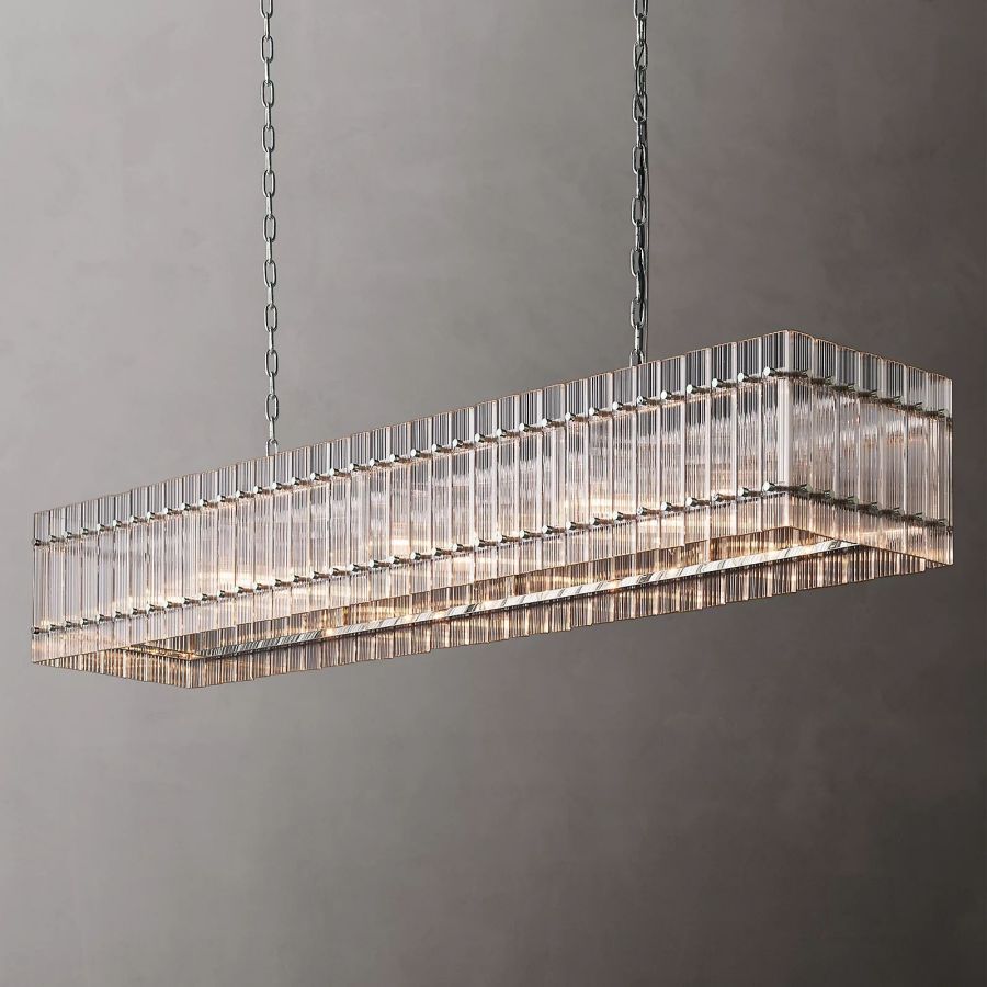 San Marco Ribbed Glass Rectangle Chandelier 72"