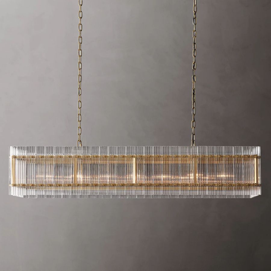 San Marco Ribbed Glass Rectangle Chandelier 54"