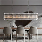 San Marco Ribbed Glass Rectangle Chandelier 54"