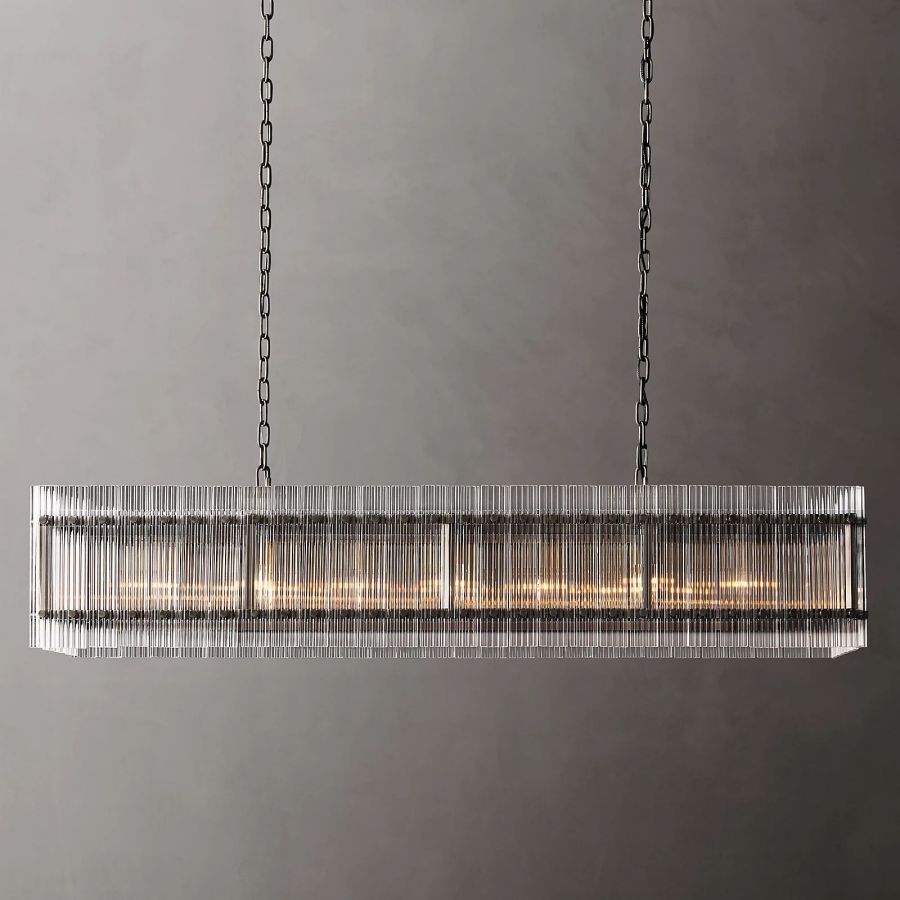 San Marco Ribbed Glass Rectangle Chandelier 54"