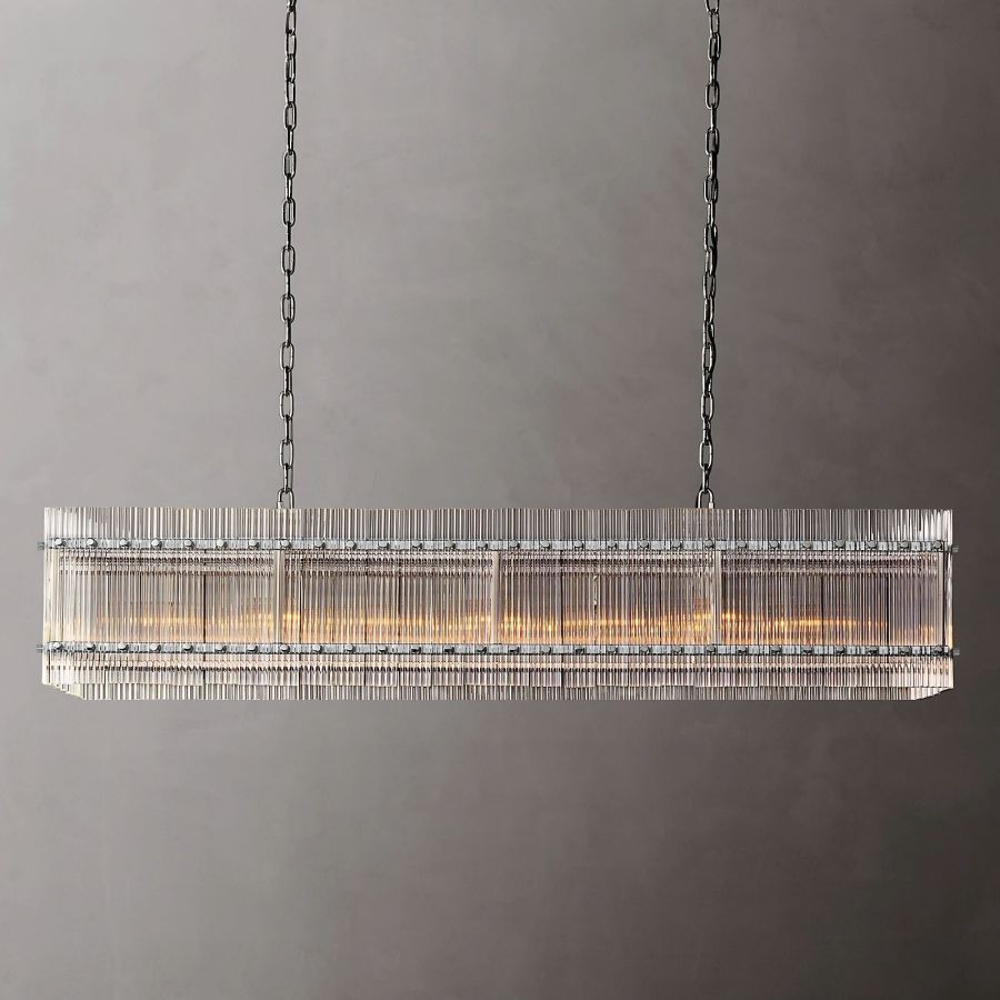 San Marco Ribbed Glass Rectangle Chandelier 54"