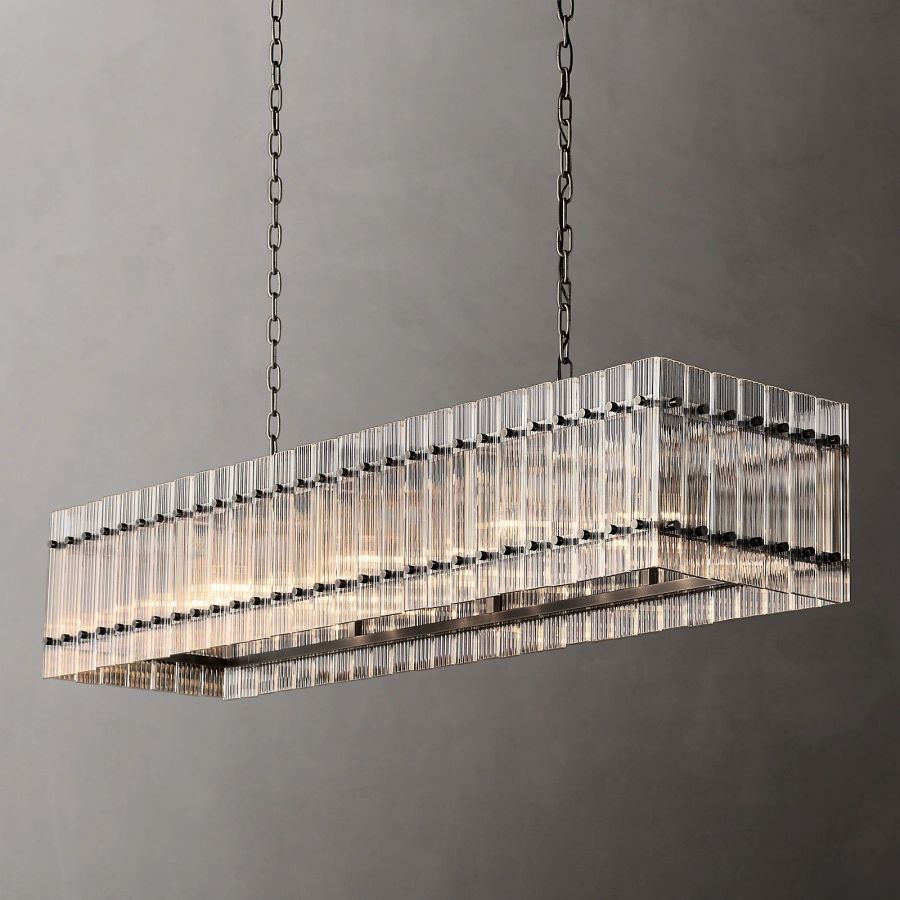 San Marco Ribbed Glass Rectangle Chandelier 54"