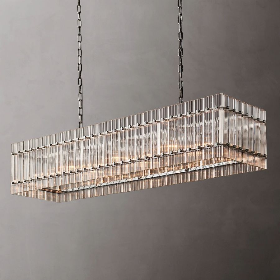San Marco Ribbed Glass Rectangle Chandelier 54"