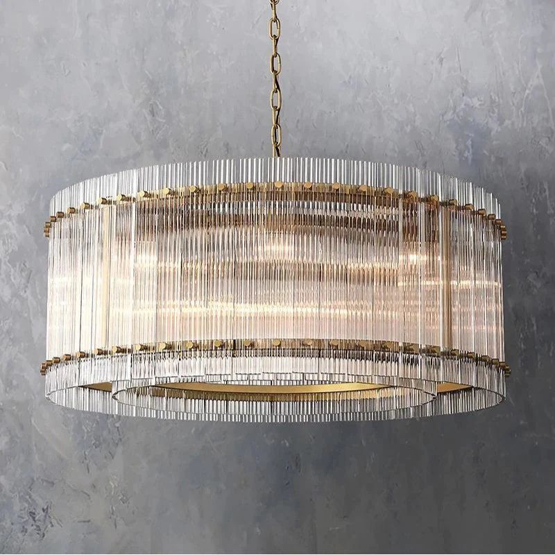 San Marco Ribbed Glass Round Chandelier 37"