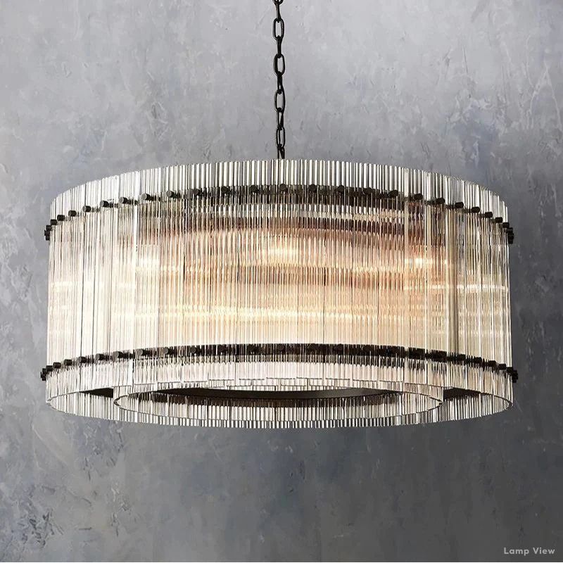 San Marco Ribbed Glass Round Chandelier 37"