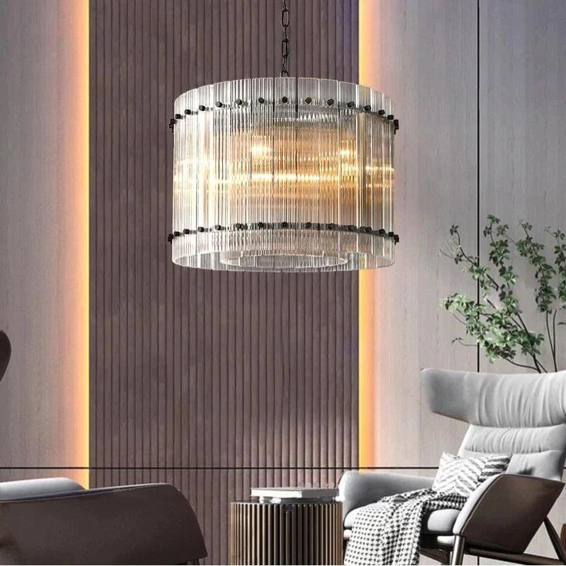 San Marco Ribbed Glass Round Chandelier 22"