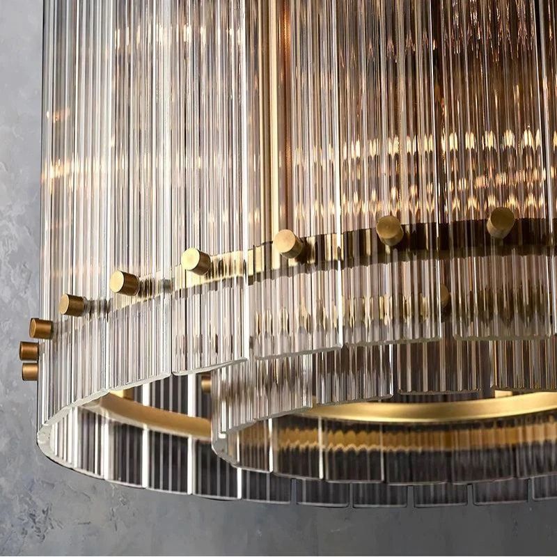 San Marco Ribbed Glass Round Chandelier 22"