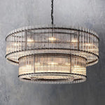 San Marco Ribbed Glass Two-Tier Round Chandelier 60"