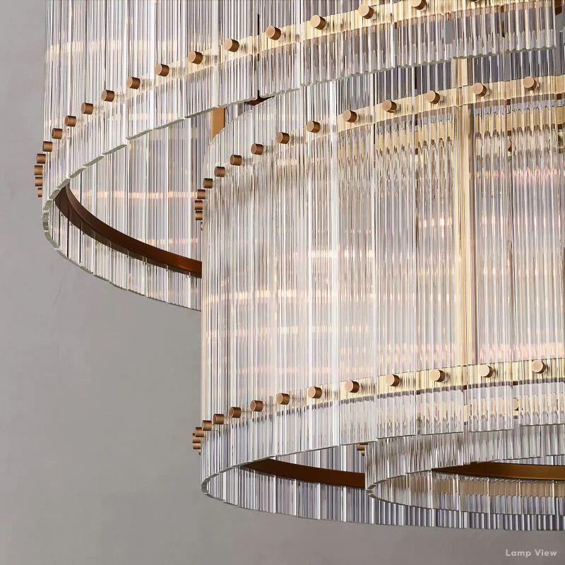 San Marco Ribbed Glass Two-Tier Round Chandelier 48"