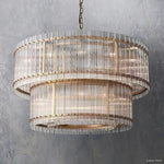 San Marco Ribbed Glass Two-Tier Round Chandelier 48"