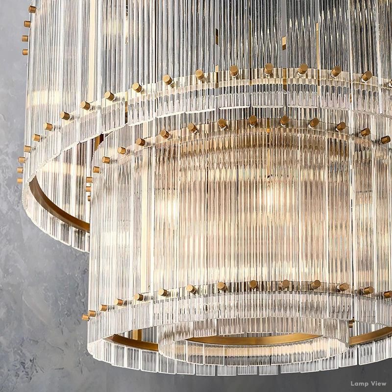 San Marco Ribbed Glass Two-Tier Round Chandelier 37"