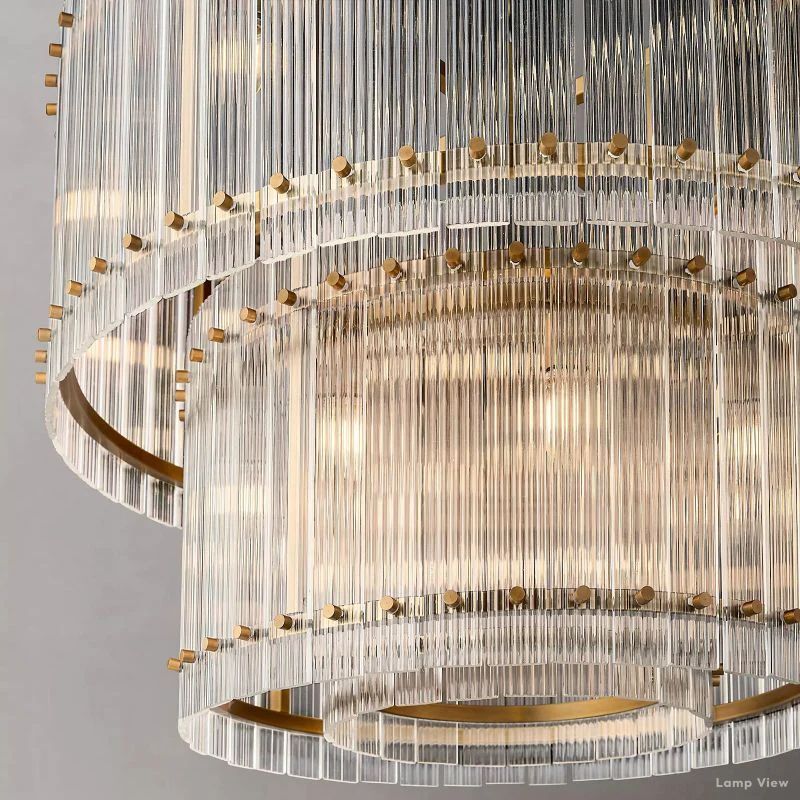 San Marco Ribbed Glass Two-Tier Round Chandelier 37"