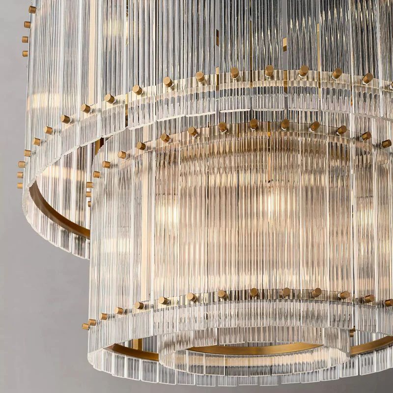 San Marco Ribbed Glass Two-Tier Round Chandelier 37"
