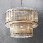 San Marco Ribbed Glass Two-Tier Round Chandelier 37"