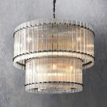 San Marco Ribbed Glass Two-Tier Round Chandelier 37"