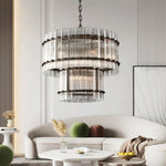 San Marco Ribbed Glass Two-Tier Round Chandelier 22"