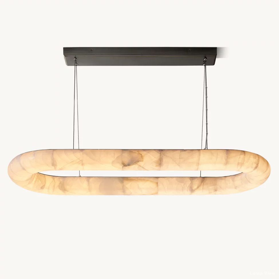 Rivage Lisse Alabaster Oval Chandelier 57"