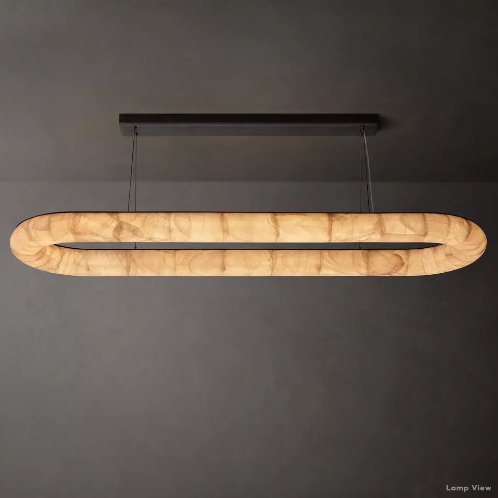 Rivage Lisse Alabaster Oval Chandelier 74"