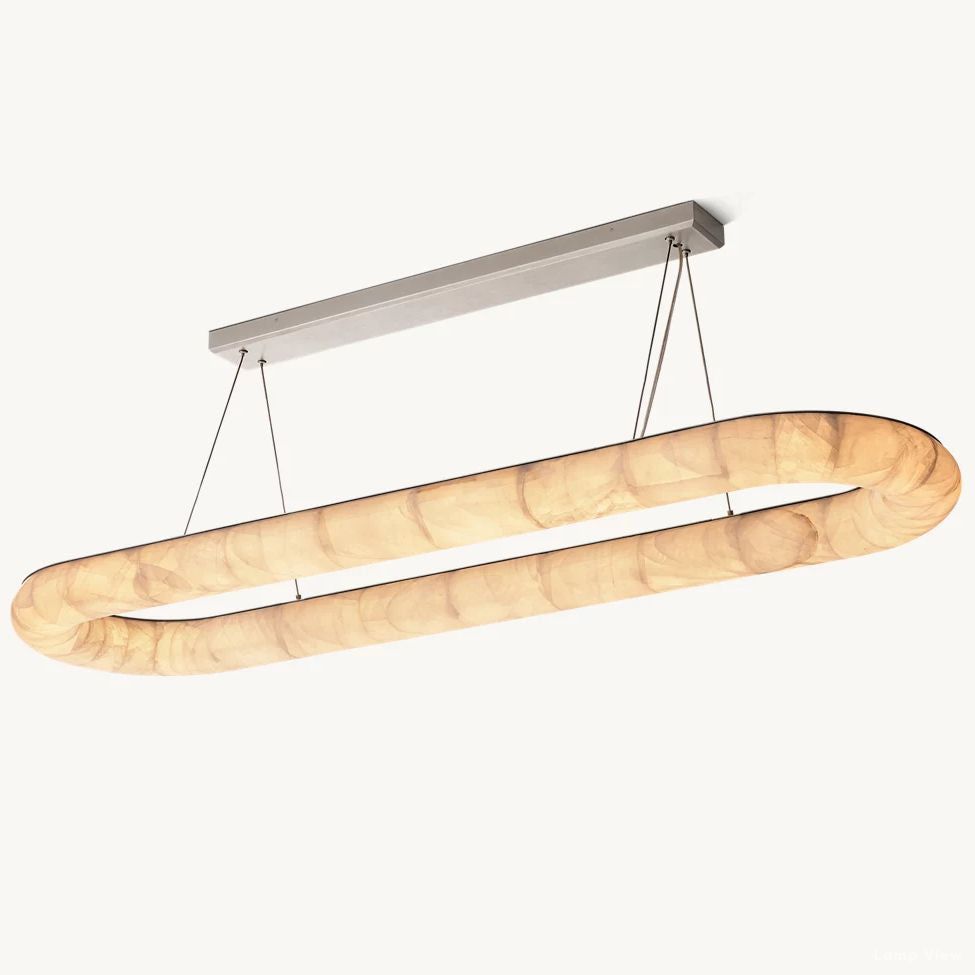 Rivage Lisse Alabaster Oval Chandelier 74"