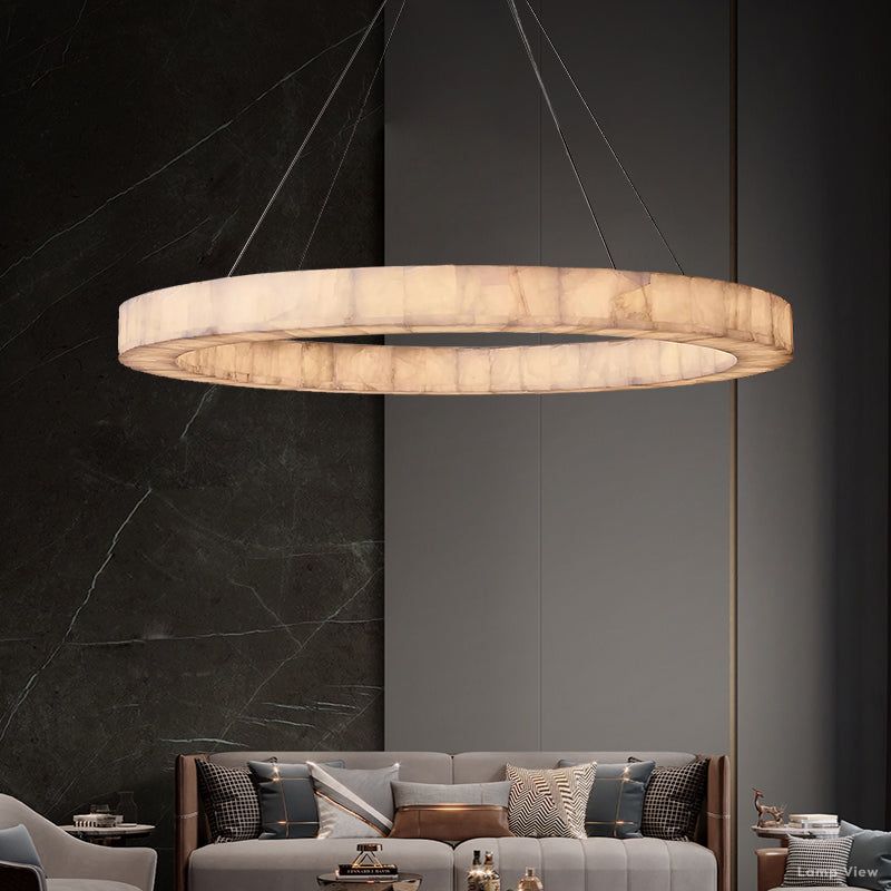 Rivage Lueur Alabaster Round Chandelier 40"