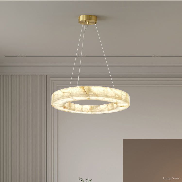 Rivage Lueur Alabaster Round Chandelier 31"