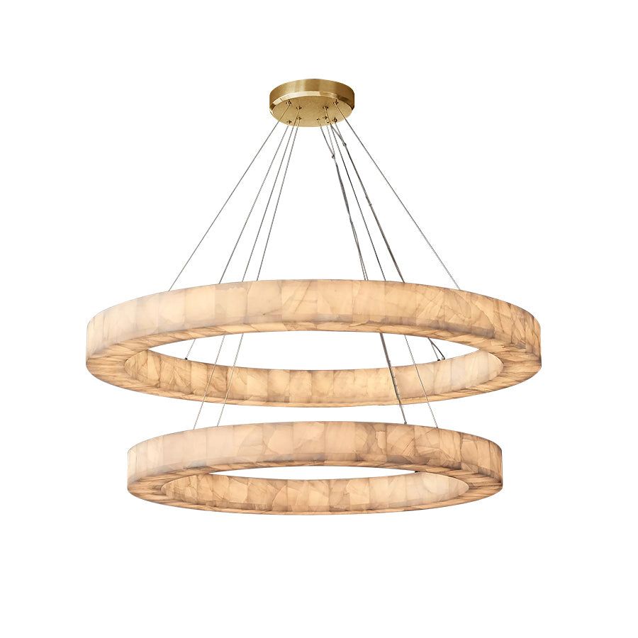 Rivage Lueur Alabaster Two-Tier Round Chandelier 60"