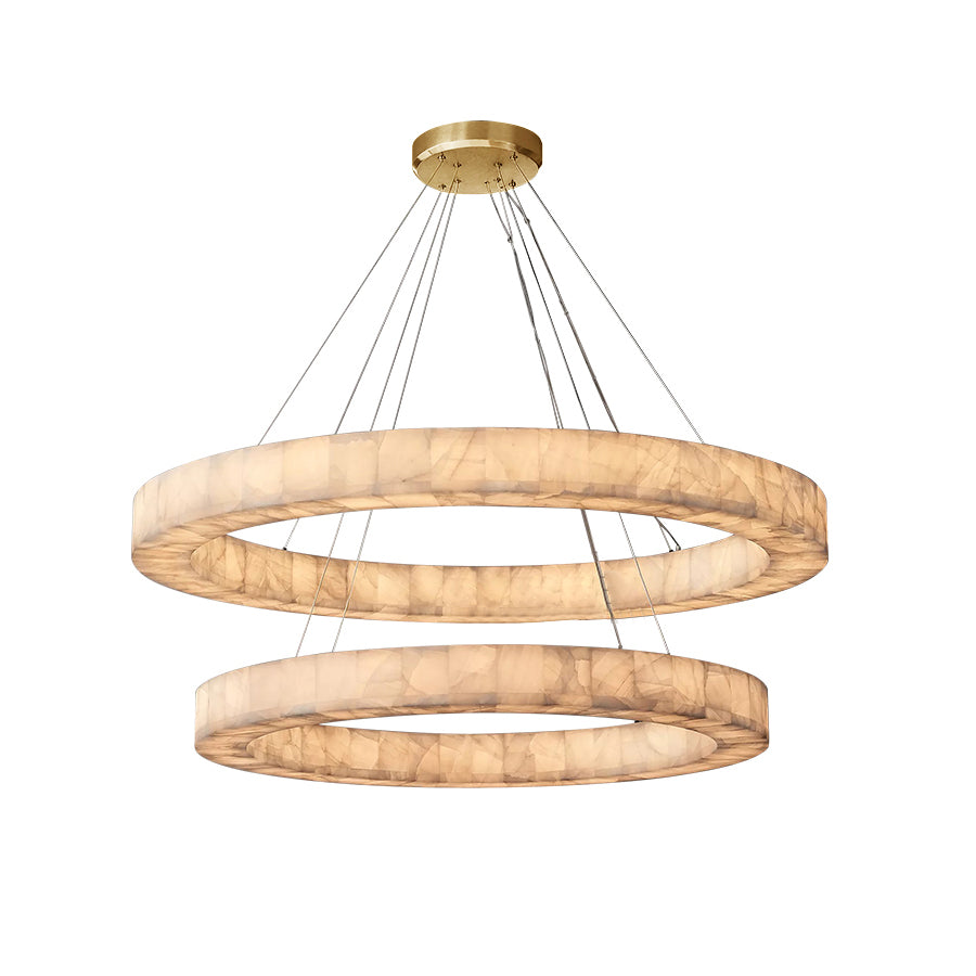 Rivage Lueur Alabaster Two-Tier Round Chandelier 60"