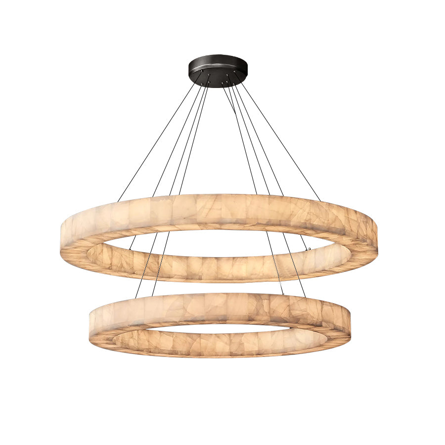 Rivage Lueur Alabaster Two-Tier Round Chandelier 60"