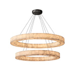 Rivage Lueur Alabaster Two-Tier Round Chandelier 60"