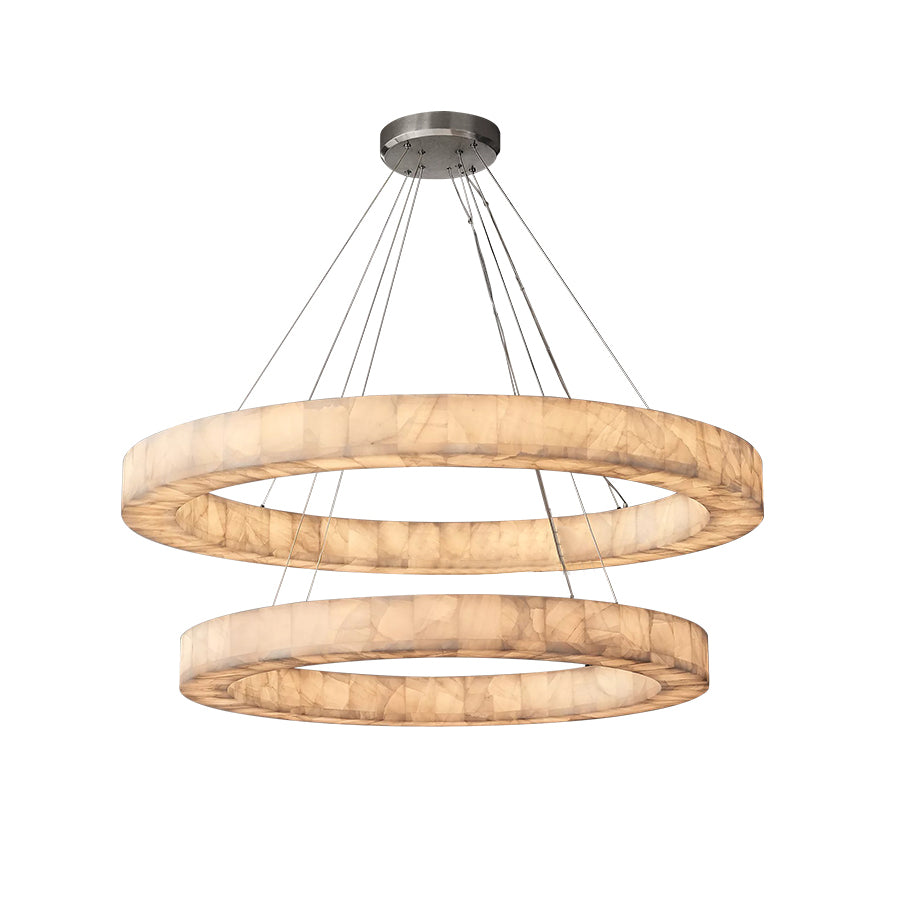 Rivage Lueur Alabaster Two-Tier Round Chandelier 60"