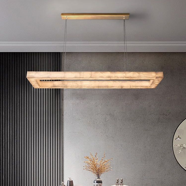 Rivage Lueur Alabaster Rectangular Chandelier 54"