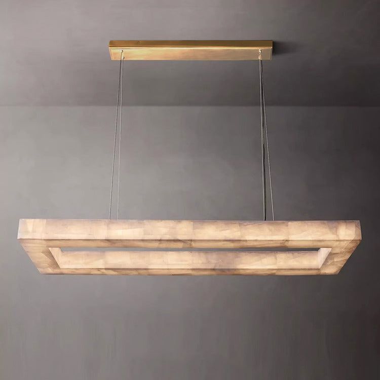 Rivage Lueur Alabaster Rectangular Chandelier 72"