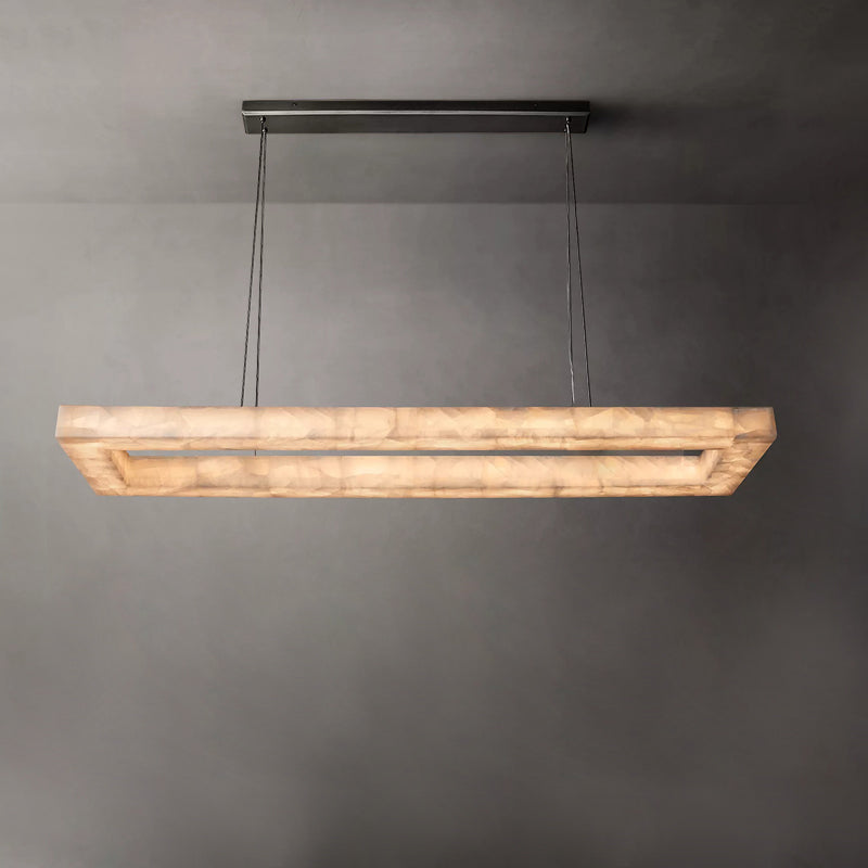 Rivage Lueur Alabaster Rectangular Chandelier 72"