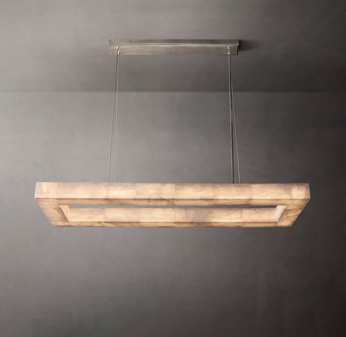 Rivage Lueur Alabaster Rectangular Chandelier 72"