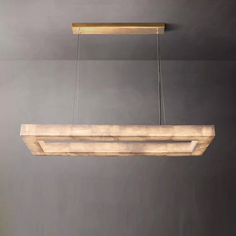 Rivage Lueur Alabaster Rectangular Chandelier 54"