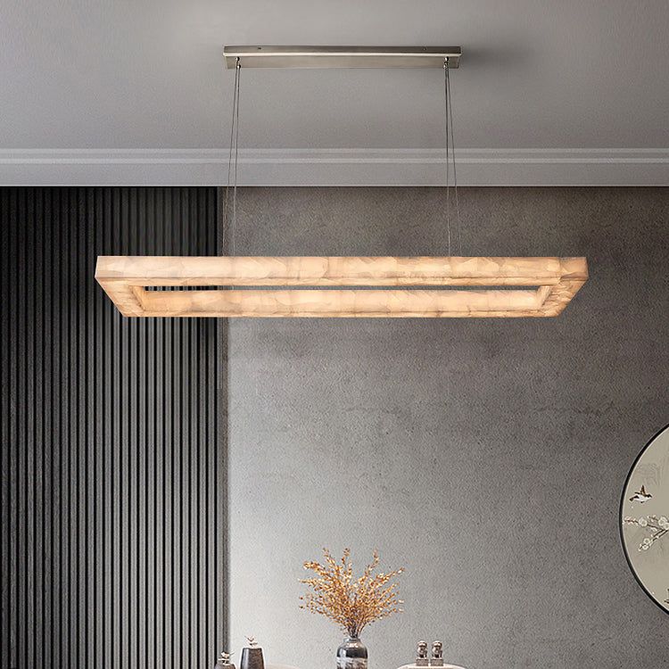Rivage Lueur Alabaster Rectangular Chandelier 54"