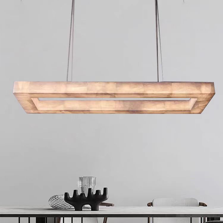 Rivage Lueur Alabaster Rectangular Chandelier 54"