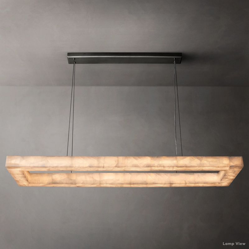 Rivage Lueur Alabaster Rectangular Chandelier 54"