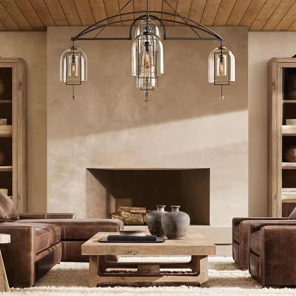 Fulcrum Cloche Glass Round Chandelier 73"