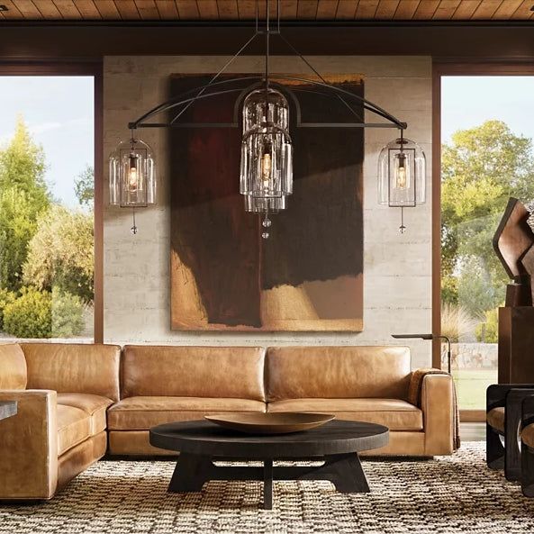 Fulcrum Cloche Glass Round Chandelier 85"